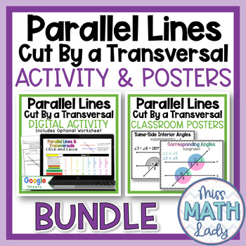 Preview of Parallel Lines Cut By A Transversal Posters & Digital Activity BUNDLE