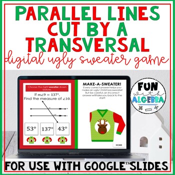 Preview of Parallel Lines Cut By a Transversal  DIGITAL Christmas Math Ugly Sweater Game