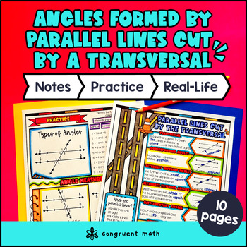 Preview of Parallel Lines Cut By a Transversal Guided Notes w/ Doodles | Angles