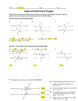 parallel lines and transversals worksheet all things algebra