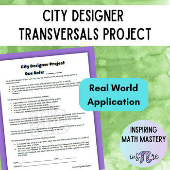 Preview of Parallel Lines Cut by Transversal City Designer Project - Project Based Learning