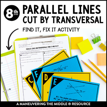 Preview of Parallel Lines Cut by a Transversal Error Analysis | Angle Measures Activity