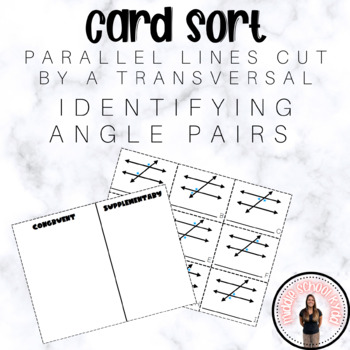 Preview of Parallel Lines Cut by a Transversal - Angle Pair Card Sort - Math