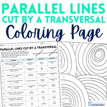 Preview of Parallel Lines Cut by a Transversal Coloring Worksheet 8.G.5