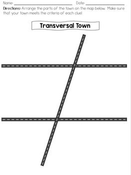 Parallel Lines Cut by a Transversal - Create a Town Project | TpT