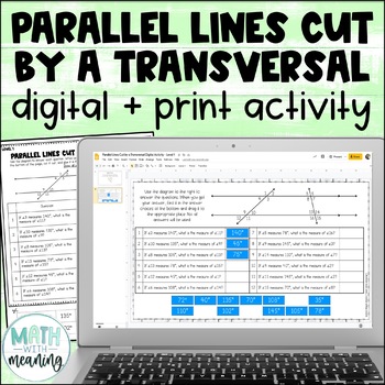 Preview of Parallel Lines Cut by a Transversal Digital and Print Activity - 2 Levels