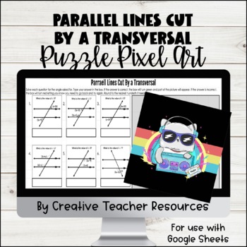 Preview of Parallel Lines Cut by a Transversal DIGITAL Puzzle Pixel Art | Distance Learning