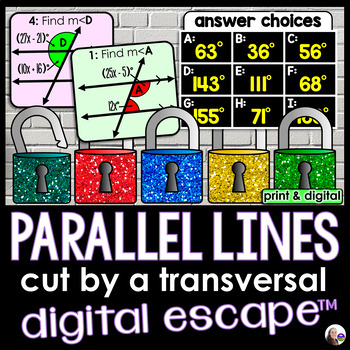Preview of Parallel Lines Cut by a Transversal Digital Math Escape Room Activity