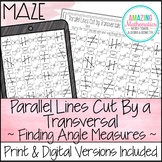 Parallel Lines Cut by a Transversal Maze Worksheet - Finding Angle Measures