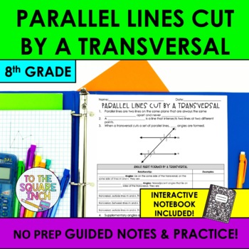 Preview of Parallel Lines Cut by a Transversal Notes & Practice | Guided Notes