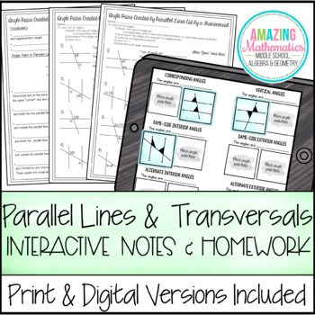 Preview of Parallel Lines Cut by a Transversal Interactive Flip Notes & Worksheets