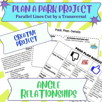Preview of Parallel Lines Cut by a Transversal Plan a Park Project - Editable