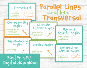 Preview of Parallel Lines Cut by a Transversal Set: Download Geometry Math Classroom