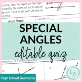 Parallel Lines Cut by a Transversal (Special Angle Pairs) Quiz