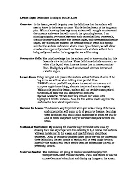 Preview of Parallel Lines Definitions Lesson