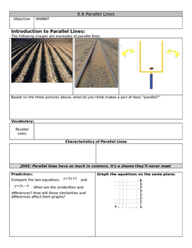 Preview of Parallel Lines Guided Notes