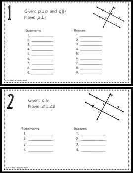 Parallel Lines Proofs Task Cards by Mrs E Teaches Math | TpT