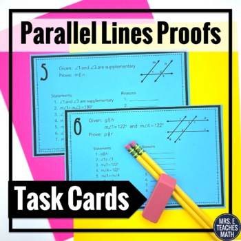 Preview of Parallel Lines Proofs Task Cards