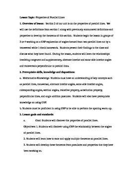 Preview of Parallel Lines- Properties Lesson