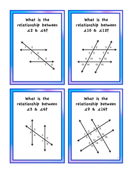 Parallel Lines Transversals Angles Geometry Flashcards