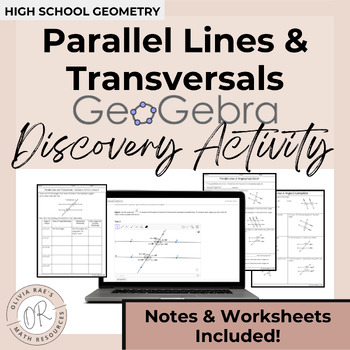 Preview of Parallel Lines & Transversals GeoGebra Discovery Activity (notes included)