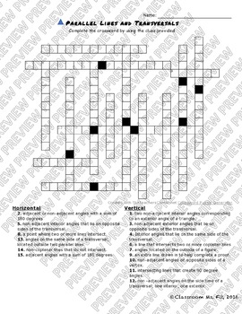 Parallel Lines Transversals Voary Crossword Puzzles Five Versions