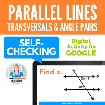 Preview of Parallel Lines, Transversals and Angle Pairs Digital Activity for Google™