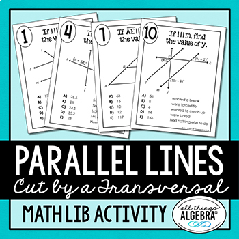 Preview of Parallel Lines Cut by a Transversal | Math Lib Activity