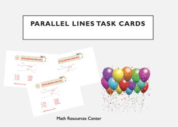 Preview of Parallel Lines, Transversals, and Angles Math Task Cards