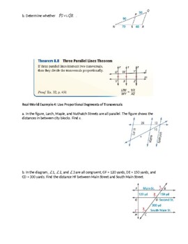 Parallel Lines and Proportional Parts Guided Notes by Varsity Algebra