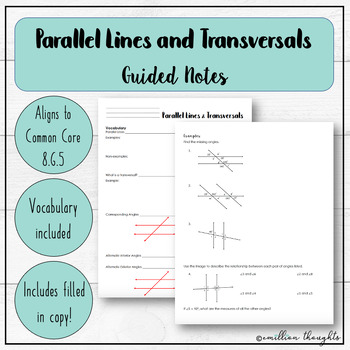 Preview of Parallel Lines and Transversals Guided Notes