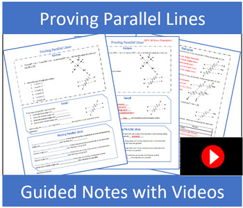Preview of Parallel Lines and Transversals Proofs Guided Notes with Video