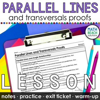Preview of Parallel Lines and Transversals Proofs Notes and Practice