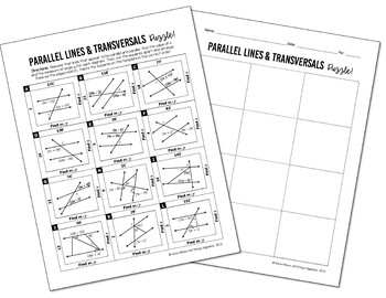 Parallel Lines, Transversals, and Angles - Cut and Paste Puzzle | TpT