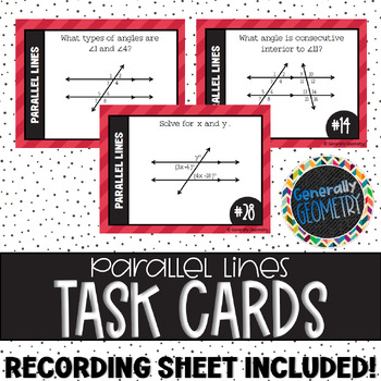 Preview of Parallel Lines and Transversals Task Cards | Geometry