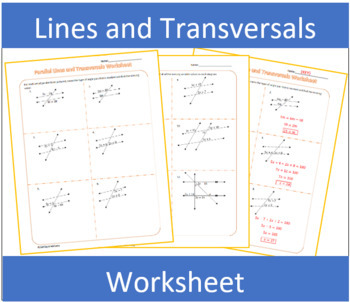 Preview of Parallel Lines and Transversals Worksheet
