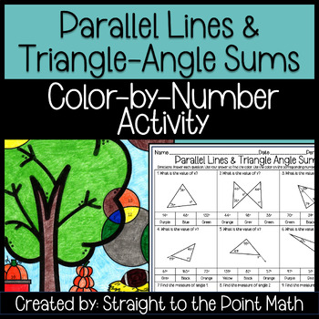 Preview of Parallel Lines and Triangle Angle Sums | Color by Number | Activity and Practice
