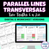 Parallel Lines cut by a Transversal Activity - Digital & W