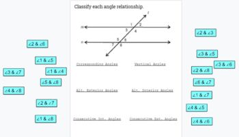 Preview of Parallel Lines cut by a Transversal Interactive Classwork (Slides)