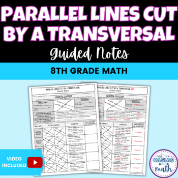 Preview of Parallel Lines Cut By a Transversal Guided Notes Lesson