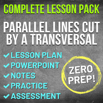 Preview of Parallel Lines cut by a Transversal Worksheet Complete (NO PREP, KEYS, SUB PLAN)