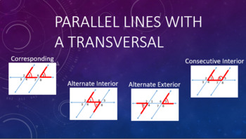 Preview of Parallel Lines w Transversal: Video with Notes -Distance Learning
