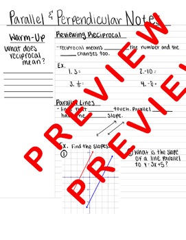 Preview of Parallel & Perpendicular Guided Notes (slopes)