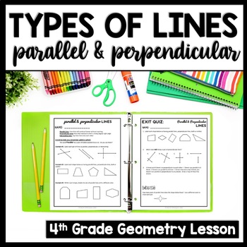 Preview of Parallel & Perpendicular Lines, Types of Lines 4th Grade Geometry Worksheets