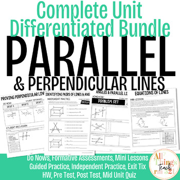 Preview of Parallel & Perpendicular Lines NO PREP Complete UNIT + Differentiated + Ans Kys