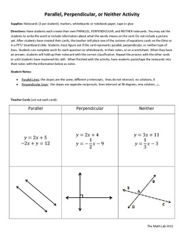 Worksheet Algebra Parallel Perpendicular Or Neither Worksheet