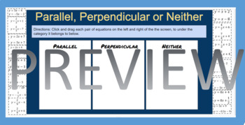 Preview of Parallel, Perpendicular or Neither Equation Sort - GOOGLE SLIDE