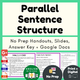 Parallel Sentence Structure Worksheets, Powerpoint & Key |