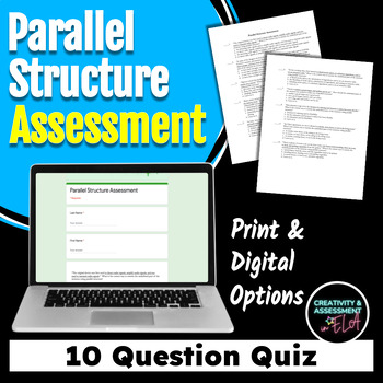 Preview of Parallel Structure Parallelism Assessment Quiz Mini Test | Print + Digital