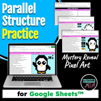Preview of Parallel Structure Practice ELA Mystery Picture Pixel Art Puzzle SBAC Prep